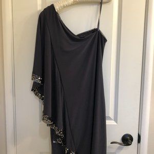 Black One-Shoulder Sequins Dress